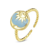 AMBER STERLING SILVER MOON AND SUN RING